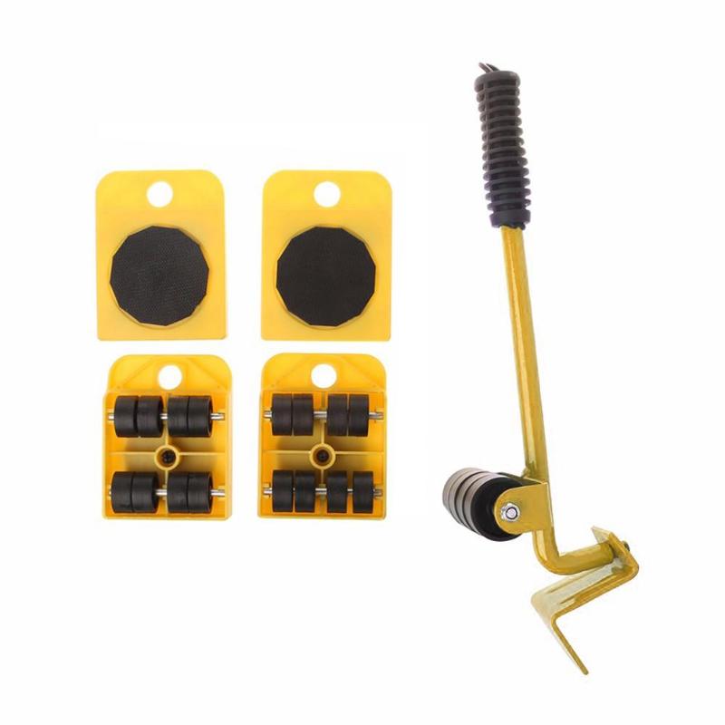 Furniture Lifter 4 Wheeled Mover Roller+1 Wheel Bar Hand Tools Set