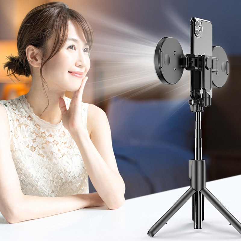 Bluetooth Selfie Stick with Led Ring Light Foldable Tripod Monopod