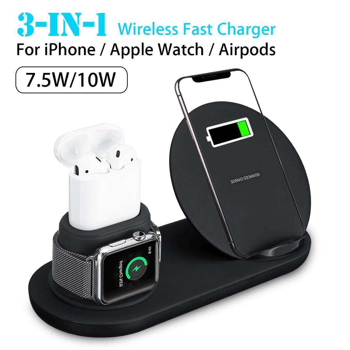 3 in1 10W Qi Wireless Charger Dock Station Fast Charging for Apple Watch 1 2 3 4 For iPhone XR XS Max For Samsung S9 For AirPods