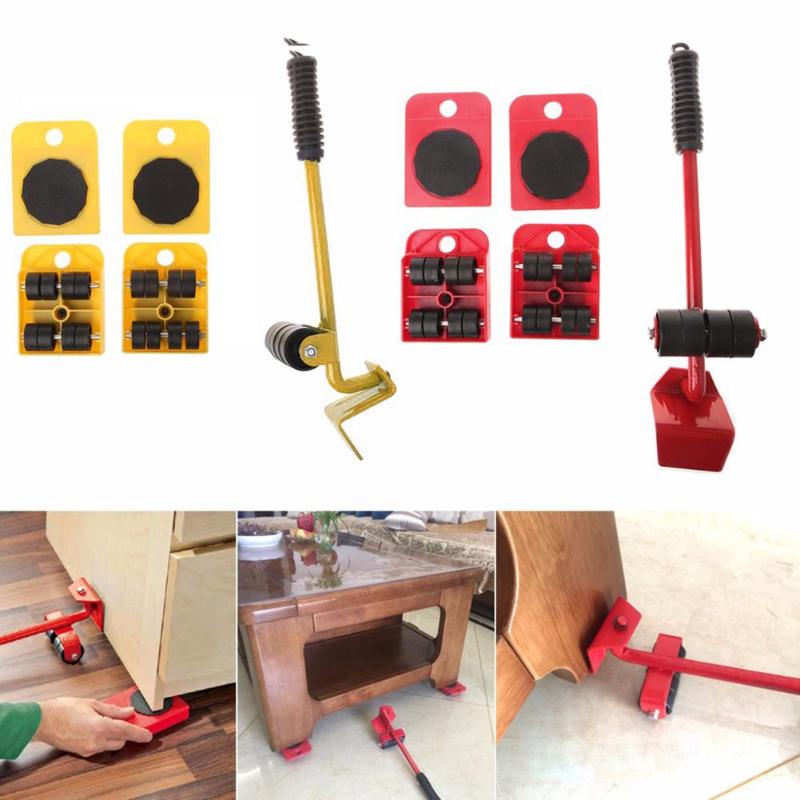 Furniture Lifter 4 Wheeled Mover Roller+1 Wheel Bar Hand Tools Set