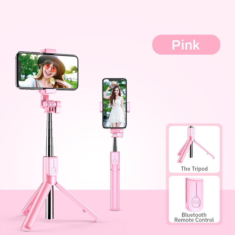 Bluetooth Selfie Stick with Led Ring Light Foldable Tripod Monopod