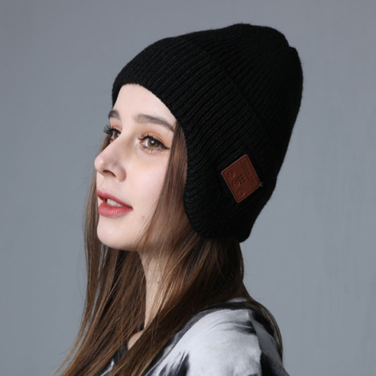 Wireless 5.0 Bluetooth Headset Cap Outdoor Warm Music Wrap Ear Cap