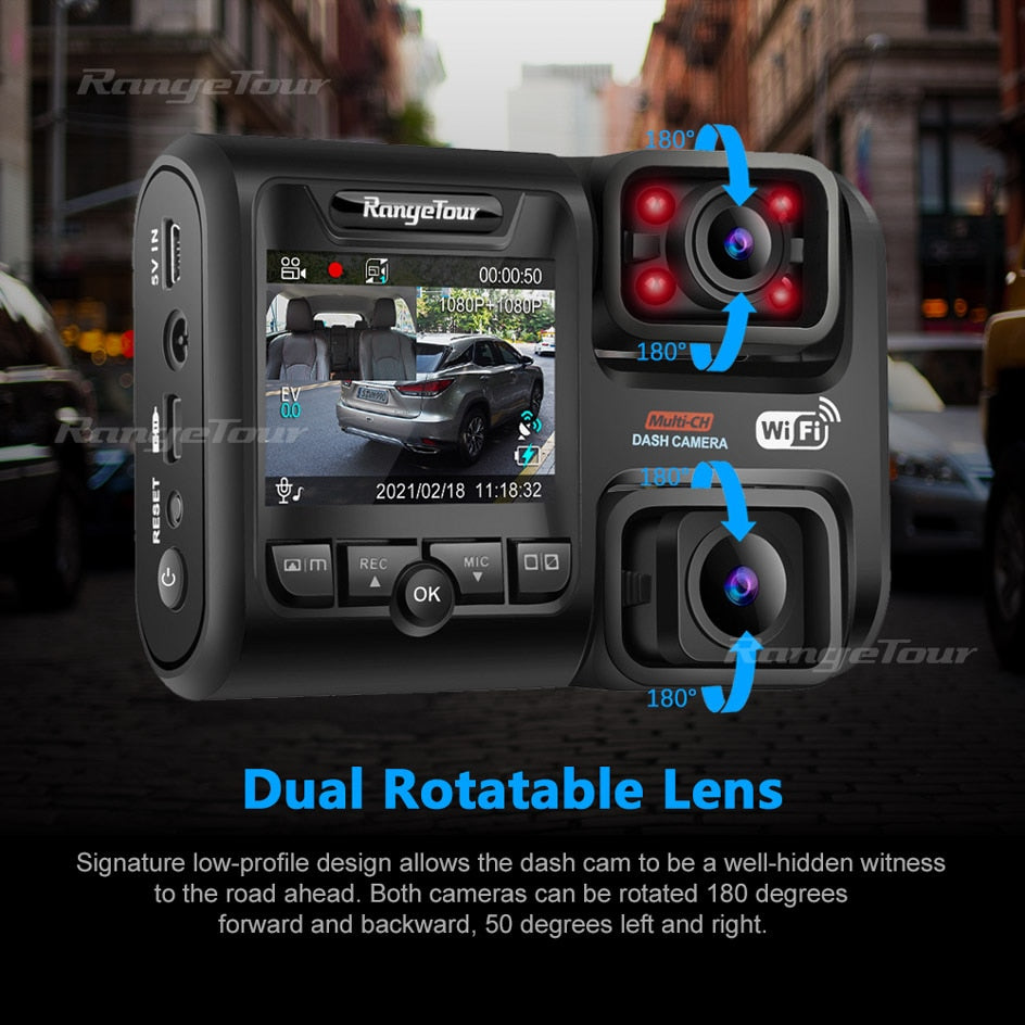 Dual Lens Car DVR 4K 2160P Sony Sensor WIFI GPS  Night Vision 170 Degree Camcorder