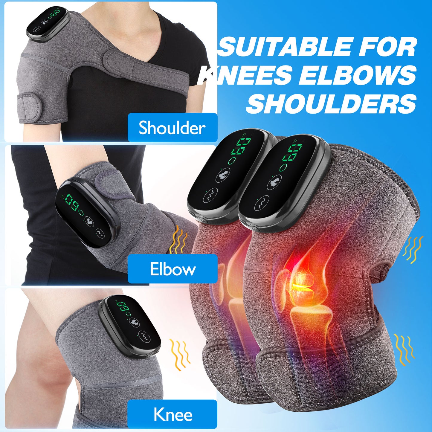 Thermal Knee Massager Electric Leg Joint Heating Vibration Massage Therapy Elbow Brace Arthritis Pain Physiotherapy Knee Support