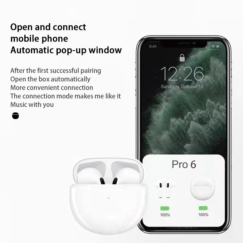 Audifonos Inalámbricos Air Pro 6 TWS Con Micrófono Fone Bluetooth Sport  Running Para Apple iPhone Xiaomi Pro6 Gao Jiahui unisex